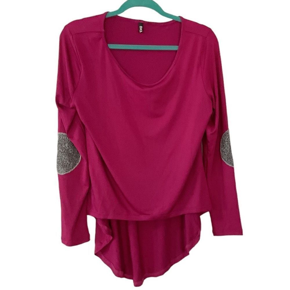 BKE Fuchsia Hi-Lo Jersey with Silver Elbow Patches XL